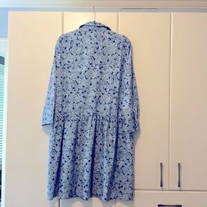 New Tuckernuck blue floral long sleeve shirt dress